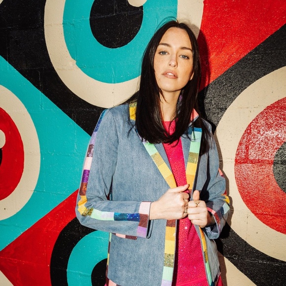 Queen of Sparkles Denim Rainbow Blazer - Picture 2 of 3